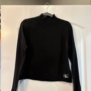 Calvin Klein Women's Black Mock Neck lightweight Sweater